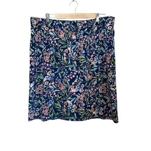 Talbots Blue Floral Drawstring Skirt Sz 16